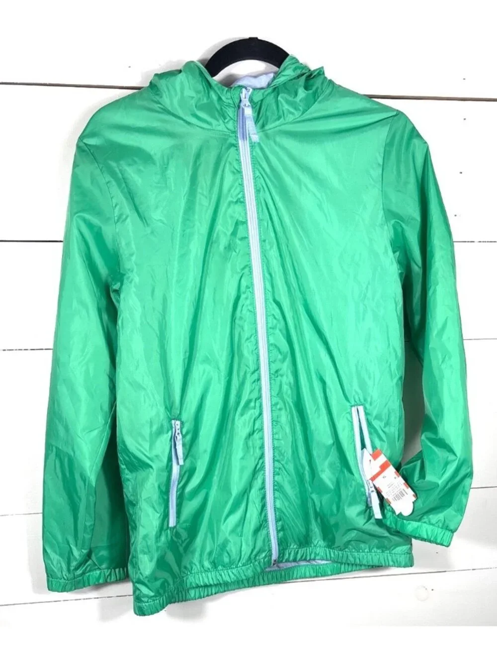 Cat & Jack XL Green Hooded Windbreaker Jacket With Recycled Polyester